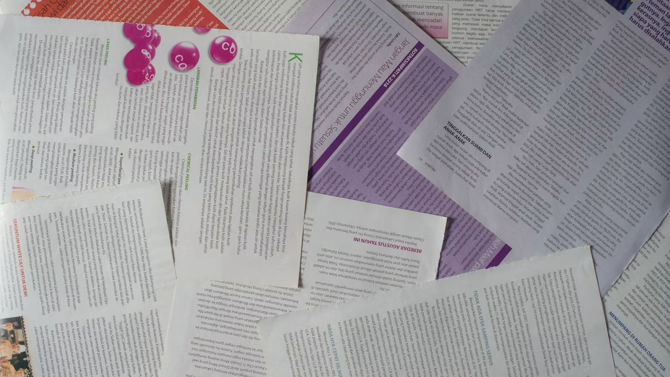 A pile of thesis writing papers.